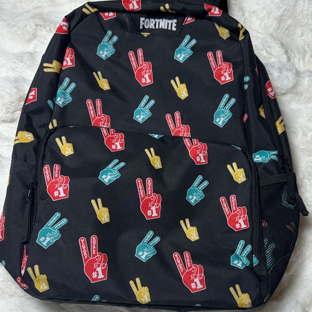 Fortnite Black Backpack with Colorful Peace Signs